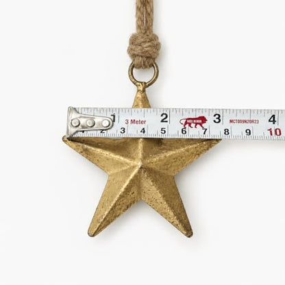 Rustic Brass Star Garland Handmade Christmas Ornament 24 Inch - Farmhouse Decor