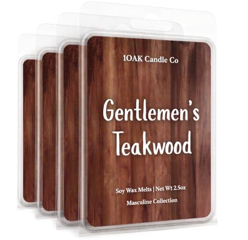 Teakwood Scented Wax Melts for Men - 10oz 24 Cubes 4 Pack