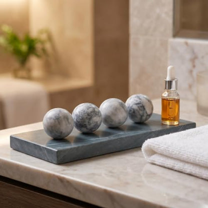 4pcs Marble Look Decorative Stone Spheres for Home & Office Bowls - Natural Texture