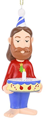 Funny Jesus Christmas Ornament - Hand-Painted Holiday Decor, 3.5 Inches