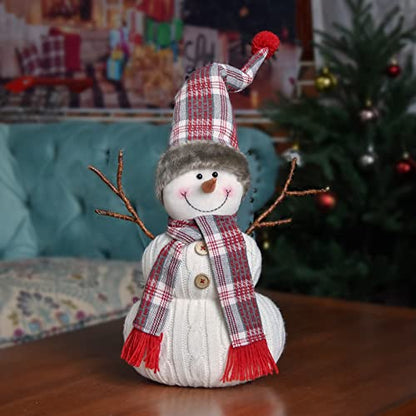 Christmas Snowman Indoor Decor 20 Inch Plush Handmade Gift White Snowman
