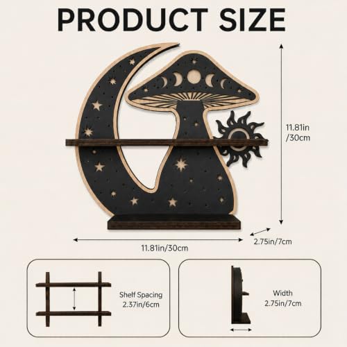 Moon Mushroom Decor LED Display Shelf with Light - 30x30cm