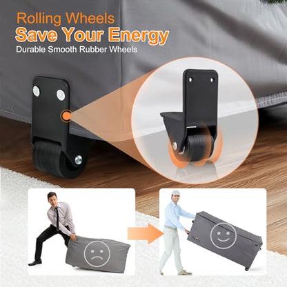 NettyPro Large Rolling Cushion Storage Bags with Wheels & Handle - 50L Grey