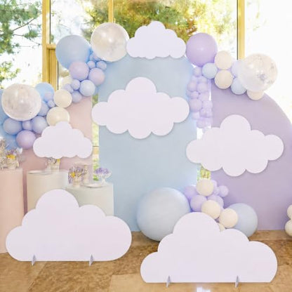 Large Cloud Cutouts Set - White Standup Decorations for Party Backdrop Props