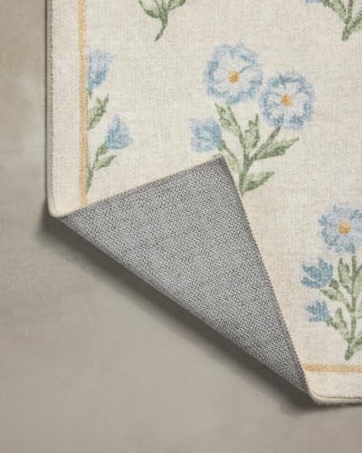 Loloi Chris Loves Julia Clove Ivory & Light Blue Bath Mat 1'10" x 5' - Rectangular