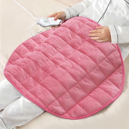 Weighted Heating Pad 5lbs for Back Cramps and Muscle Relief - Pink, 29x24 Inches