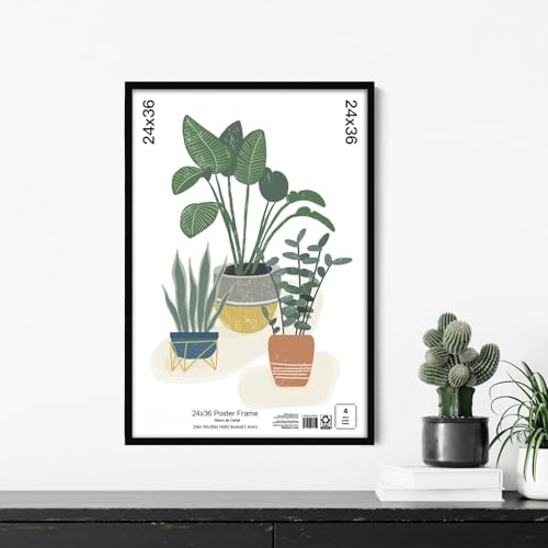24x36 Black Wall Photo Frame – Flat Profile Picture Frame for Posters and Art Prints