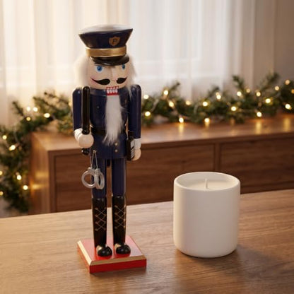 14-Inch Wooden Nutcracker Soldier Christmas Decor - Classic Holiday Table Display