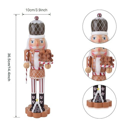 Gingerbread Nutcracker Soldier Decoration - 14.4 Inch Holiday Figure