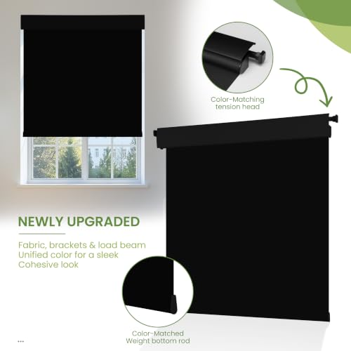 No Drill Blackout Dual Tensioners Roller Shades - Black, 58"W x 72"H, Variation of THIS listing