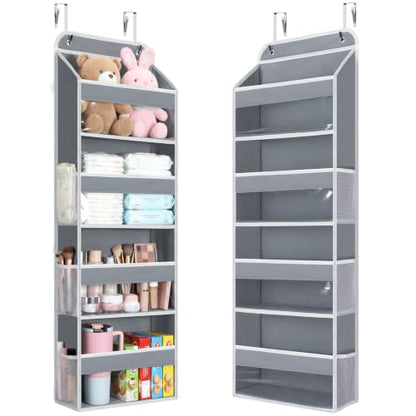Over the Door Organizer 4-Tier Large Capacity Closet Storage Grey Variation 1