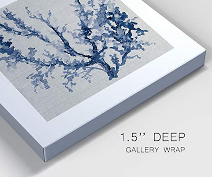 Renditions Gallery Linen Sea Coral III Wall Art, Premium Gallery Wrapped Canvas Decor, Ready to Hang, 16 in H x 16 in W, Made in America Print