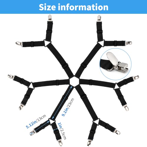 Adjustable Bed Sheet Fasteners - Elastic Mattress Corner Straps for All Mattress Sizes