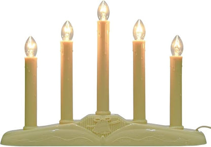 5 Light Vintage Electric Candolier Window Candles with Ivory Bases - 6 C7 Bulbs, Variation: Clear+5 Lights