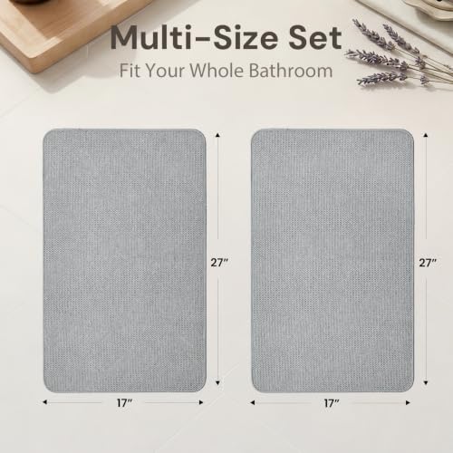 Sunfly Ultra Thin Non Slip Bathroom Rugs Sets 2 Piece Light Grey 17x27 Inches Variation of Light Grey / 2 Pieces