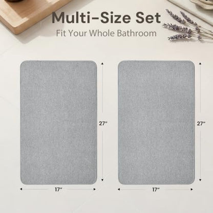 Sunfly Ultra Thin Non Slip Bathroom Rugs Sets 2 Piece Light Grey 17x27 Inches Variation of Light Grey / 2 Pieces