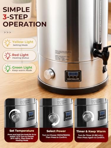 Hot Water Dispenser 26.4QT Canning Boiler with Rack - Commercial Kitchen Equipment