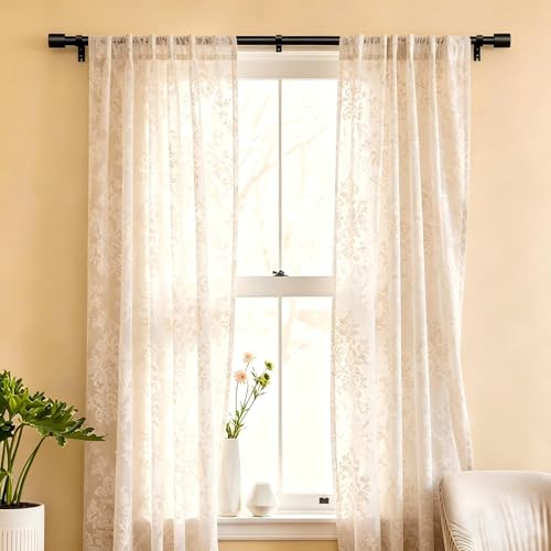Heavy Duty Adjustable Curtain Rod for Windows 32-150 Inches Black - Modern Design