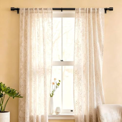 Heavy Duty Adjustable Curtain Rod for Windows 32-150 Inches Black - Modern Design