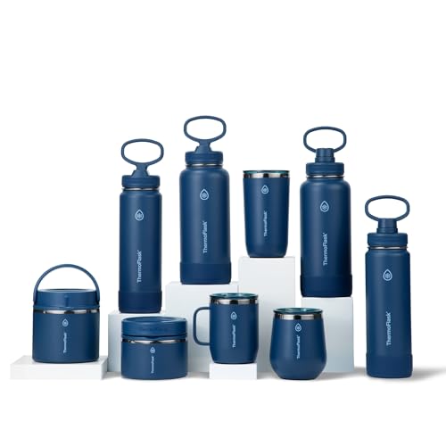 Insulated Water Bottle with Straw Lid 24oz Navy - Leakproof Stainless Steel