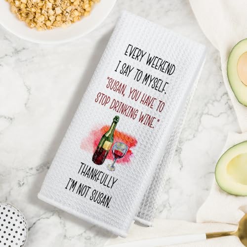 Funny Wine Kitchen Towels - Wines Gift for Women Mom Friend Multi 1534 - 24x14 Inch Microfiber Dishcloths