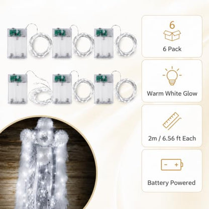 White LED String Lights for Homecoming Mums & Decorations - 6 Pack