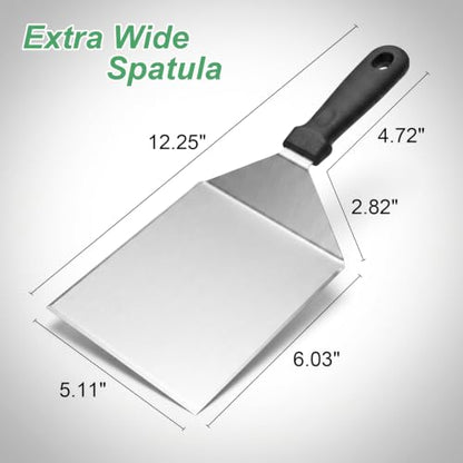 Cuttte Extra Wide Metal Smash Burger Spatula 6 x 5 Inches - Beveled Edges