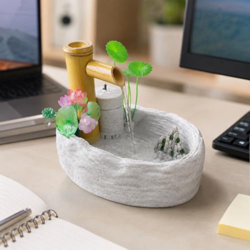 Mini Zen Garden Water Fountain for Desk Indoor Waterfall Decor