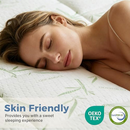 White Full Size Gel Memory Foam Mattress Topper with Bamboo Rayon Cover