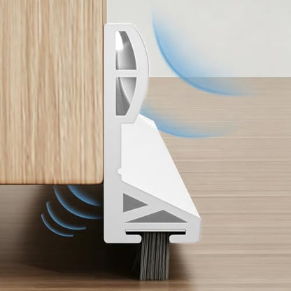 White Door Draft Stopper with 0.8 Inch Brush - 39.4 Inch Silicone Door Sweep