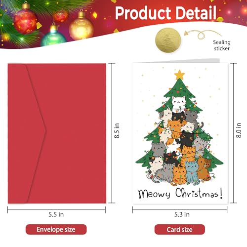 Funny Cat Tree Christmas Card for Cat Mom Cat Dad - Meowy Christmas - Cat Variation
