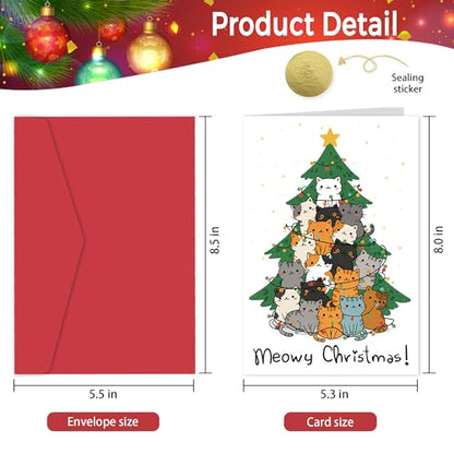 Funny Cat Tree Christmas Card for Cat Mom Cat Dad - Meowy Christmas - Cat Variation