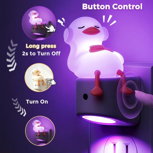 Kids LED Night Light Plug-in Duck Color Changing Sleep Lamp