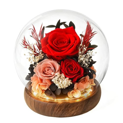 Red Preserved Roses Gift in Acrylic Dome for Her Birthday - Forever Flowers