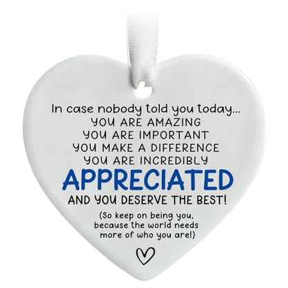 3-Inch Ceramic Heart Ornament - Appreciation Gift with Gift Box