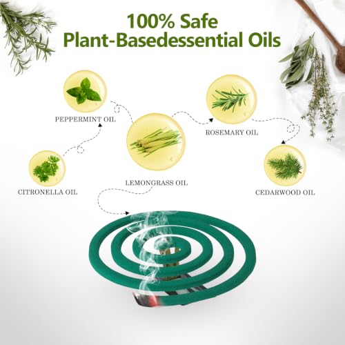 Natural Essential Oil Scented Coils 20 Pack for Outdoor Use with Stands - Long-Lasting Aromatherapy for Patio and Backyard