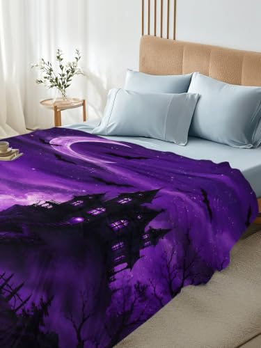 Queen Microfiber Flat Sheet Halloween Purple Bed Sheets with Lavender, Indigo, Silver, Slate Variations