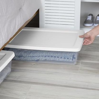 28 Qt Clear Plastic Storage Bin with Snap-On Lid - Under Bed Organization - Single