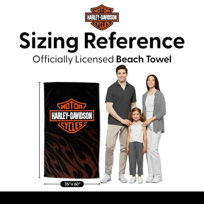 Harley-Davidson Grunge Flames Sand Free Beach Towel 35 x 60 in - Rider Style