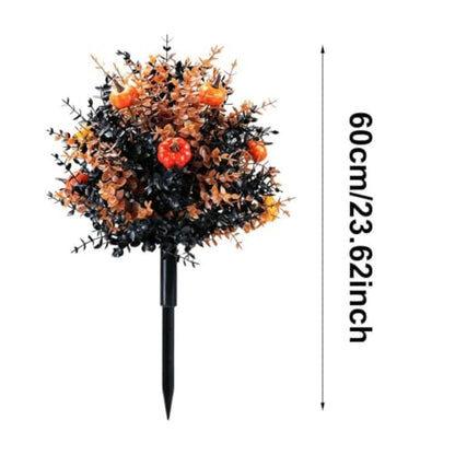Artificial Fall Pumpkin Topiary Stakes 22-Inch Outdoor Yard Decor Set of 2