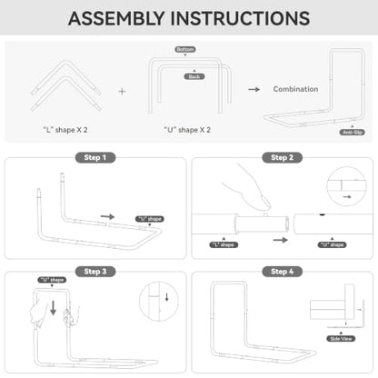 L-Shape Floor Sofa Support Frame 2 Sets Freestanding Metal Back Support for Floor Cushions