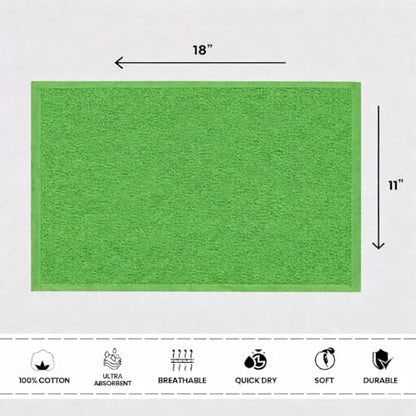 Fingertip Hand Towel Set - Bright Green, 11x18 Inches, 4 Pack, Soft Cotton