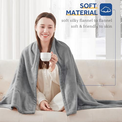 Sealy Twin Electric Heated Blanket 62x84 Inches with Auto Shutoff Light Grey