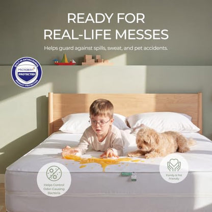 Queen Waterproof Mattress Encasement 100% Cotton Bed Bug Dust Mite Proof Cover - 16 Size