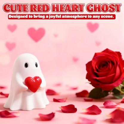 Ghost Figurine Halloween Decor Rock Ghost with Heart - 3.5in Resin Statue