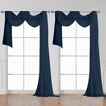 OWENIE Voile Sheer Window Curtains 144 inch Extra Long, Elegant and Airy Drapes Translucent Window Treatments for Living Room/Bedroom, White, 2 Panels=84" Wide