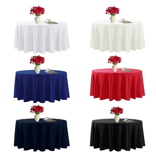 Fokitut 6 Pack Round 70-Inch Tablecloths - Red Stain Resistant & Wrinkle-Free