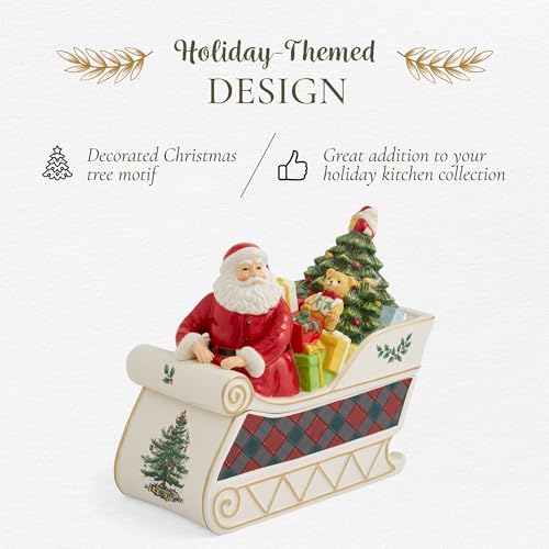Christmas Santa in Sleigh Cookie Jar - 13.25 Inch Festive Candy Container