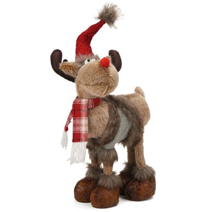 Reindeer Christmas Gnome Plush Decoration - Gray Cloth, Indoor Holiday Decor