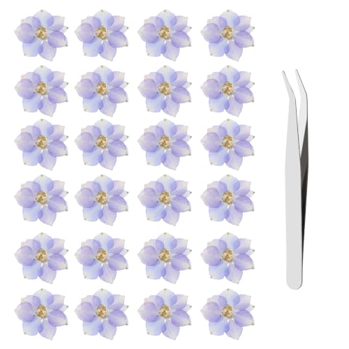 Pressed Dried Flowers for Crafts - Light Purple, 24 Pieces